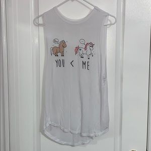 White Unicorn Long Tank Top